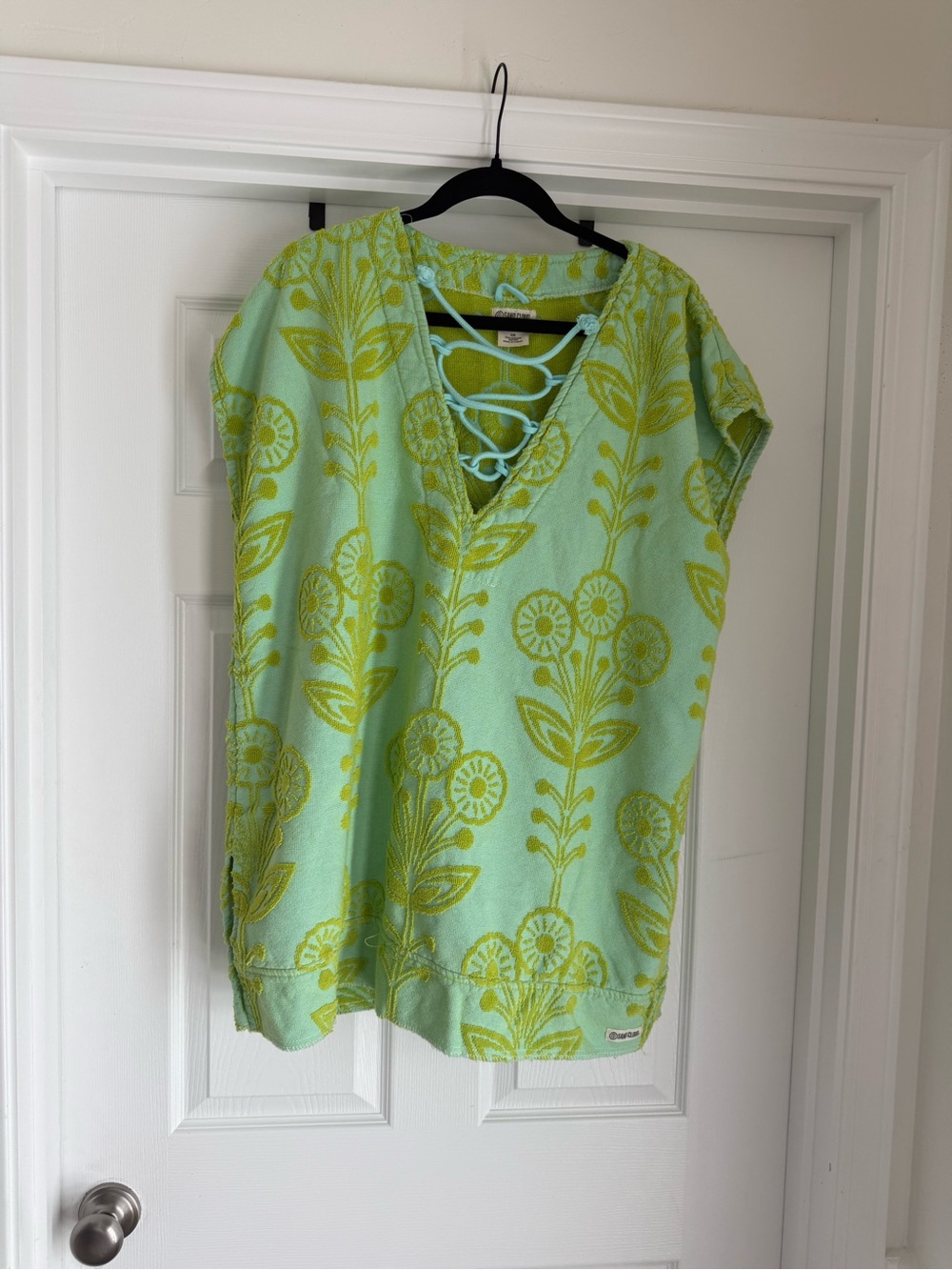 Floral print Terry cover up in Mint & Lime